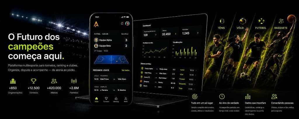 Arena Pódio — plataforma multiesporte para torneios, ranking e clubes